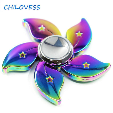 Rainbow EDC Zinc Alloy Hand Spinner 5 Flowrs Fidget Spinner - spincart