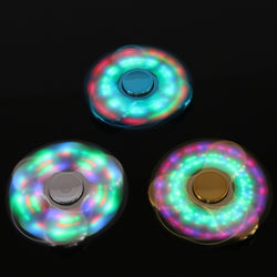 Colorful Led Light Glow In The Dark Gold Plating Three Corner Finger Spinner Steel Bearing For ADHD Relase Anxiety Stress Toys - spincart