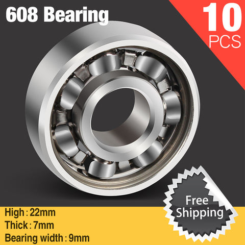 10pcs Stainless Steel Bearing 608 Bearing Spinner Bearings For DIY Fidget Spinner Hand Spiner Aluminium Figit Spinning - spincart